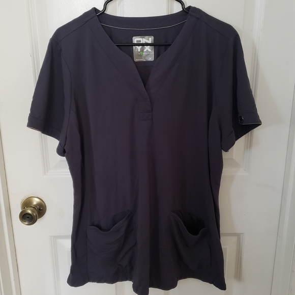 ONYX by Healing Hands Womens Scrub Top Short Sleeve Size 2X dark gray - Picture 1 of 10